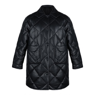 CHU楚妞[罗那]进口羊皮菱格纹90白鹅绒羽绒服2025冬季新款女外套