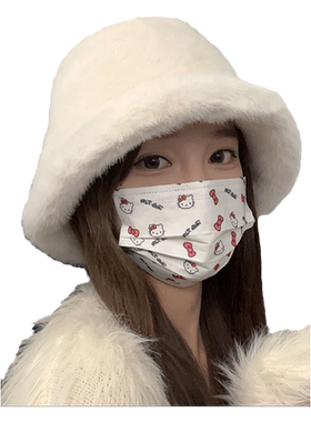 盆帽出游逛街甜美可爱女冬
