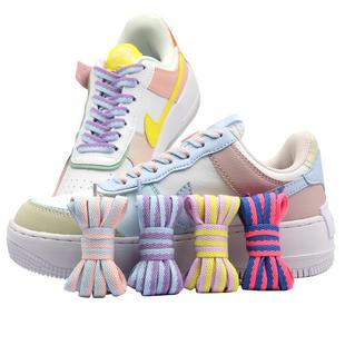 空军一号鞋带女款小白鞋马卡龙鸳鸯扁AJ1拼接彩色男潮流配饰鞋绳