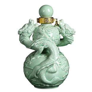 酒瓶空瓶摆件装饰景德镇陶瓷双龙戏珠葫芦创意工艺品酒壶家用装酒