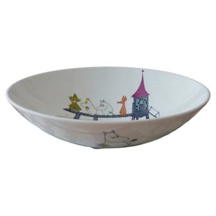 然而家 MOOMIN正品姆明陶瓷深盘意面盘汤盘卡通家用骨瓷盘子8寸