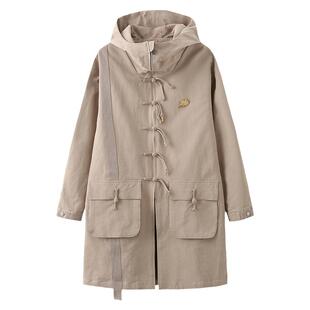 碧海潮生＜花无尽藏•浅咖＞秋冬新款中国风国潮刺绣立领风衣外套