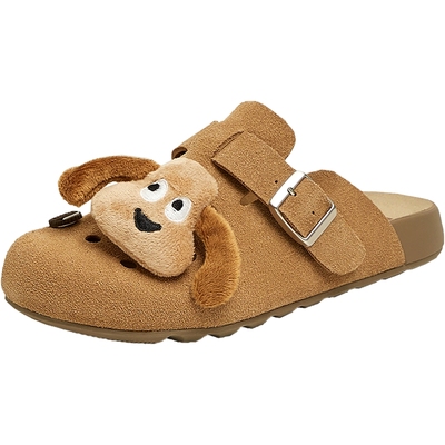 天美意复古厚底趴趴勃肯鞋洞洞鞋女包头半拖鞋外穿凉鞋夏季新款