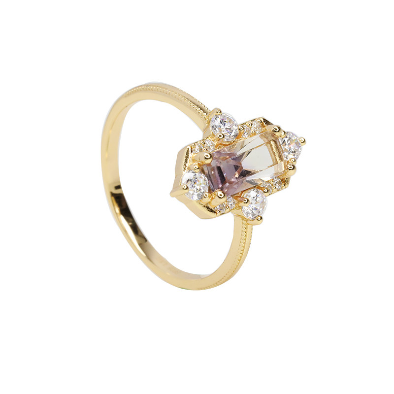 《梵蒂冈玫瑰》LXG原创设计 天然紫黄晶纯银托帕石戒指星芒十字架