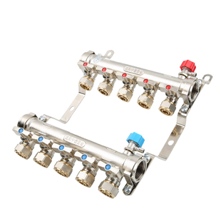 全铜一体地暖分水器家用全套阀门配件暖气地热管分集水器沈阳中德