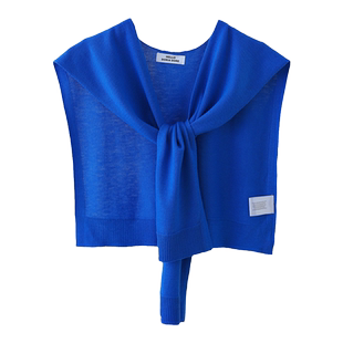 针织毛线小披肩女纯色春秋夏季空调护颈外搭配裙子衬衫网红薄围巾