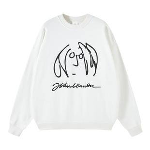 The Beatles披头士摇滚乐队美式街头涅槃黑灰白纯棉连帽圆领卫衣