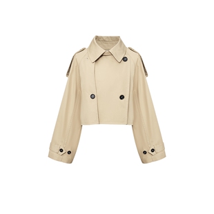 D-HARRY/迪哈利春秋新款时尚百搭卡其色短款风衣DH241K96937D