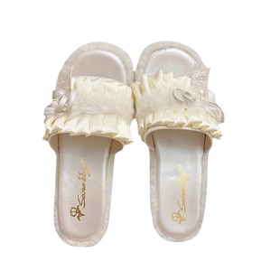 清仓NO退换！ 蛋糕塔 拖鞋女外穿一字厚度增高时尚新款毛绒家居鞋