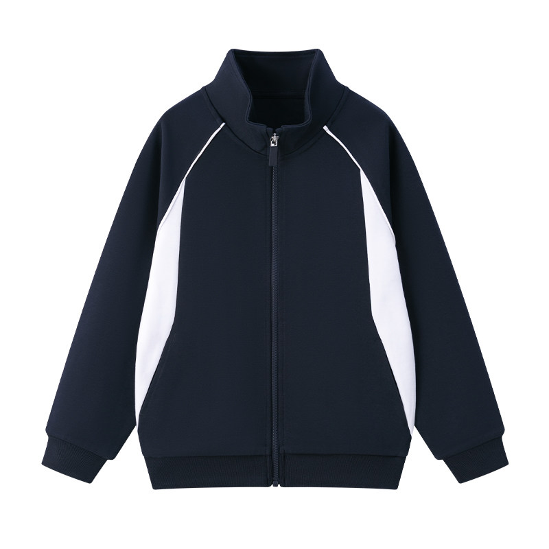 柒福校服同款棒球服中小学生春秋英伦风藏青色儿童运动高中生外套
