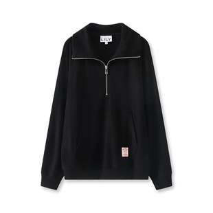 LILY冬新款女装松弛感拉链领翻领休闲宽松落肩百搭通勤卫衣女