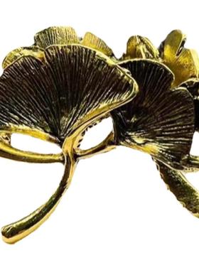 合金银杏叶子水晶球座