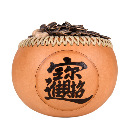 天然葫芦瓢糖果盒摆件原生态创意收纳盛具非遗烙画工艺品聚宝盆