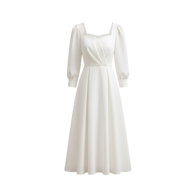 气质白色晚礼服裙领证登记长袖女