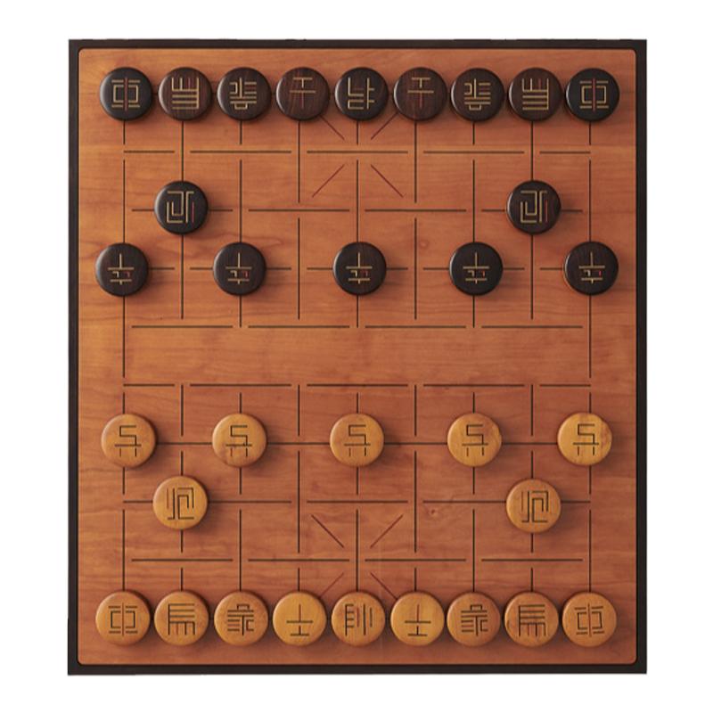 「上下」樱桃木黑檀黄杨木中国象棋 榫卯结构棋盘 收藏 商务礼物