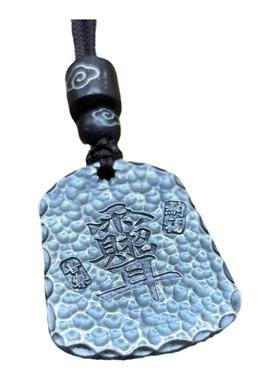 原创定制999纯银紫薇讳护生足银吊坠招财吉言锤纹男女刻字吊牌