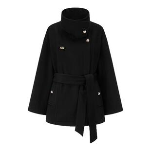 SHRO ENRO 25秋冬新款女士立领羊毛短款廓形大衣银泰百货 301469