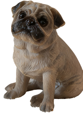 巴哥犬模型摆件树脂狗仿真狗小狗