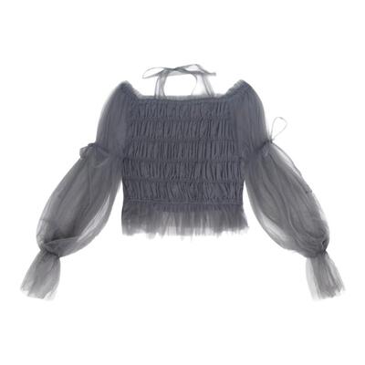 Heatherich衬衫女2025年夏季新款时尚休闲抽褶薄纱上衣327109