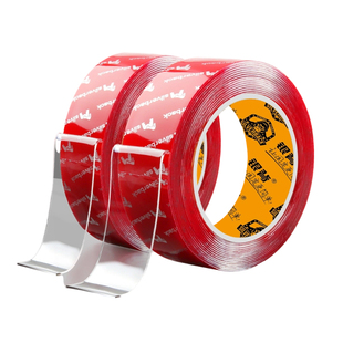 纳米双面胶高粘度强力固定墙面撕下不留痕迹车用摆件相框挂画两面贴对联无痕透明胶布超强防水耐高温春联胶带