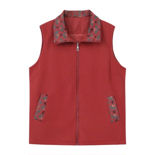 中老年女春秋装马夹外套加肥特大码胖妈妈200斤马甲老人奶奶坎肩