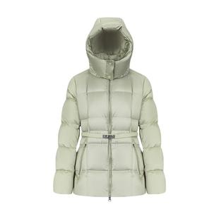 艾莱依收腰羽绒服女士冬季防风立领时尚气质高级短款连帽鹅绒服