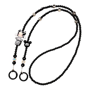 diy手作SKULLPANDA泡泡玛特萌粒斜跨手机链串珠可背挂绳脖子挂件