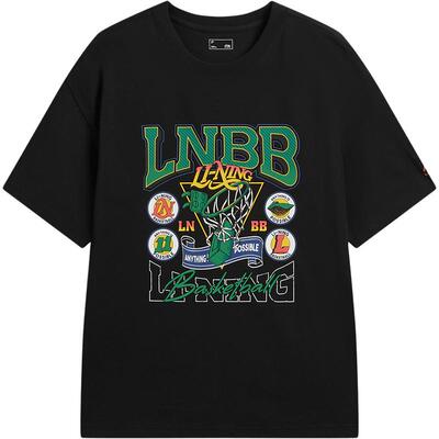 李宁情侣篮球印花短袖