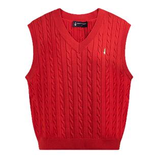 【新年马上旺】暇步士女装秋冬叠穿红色马甲时尚减龄V领纯棉上衣