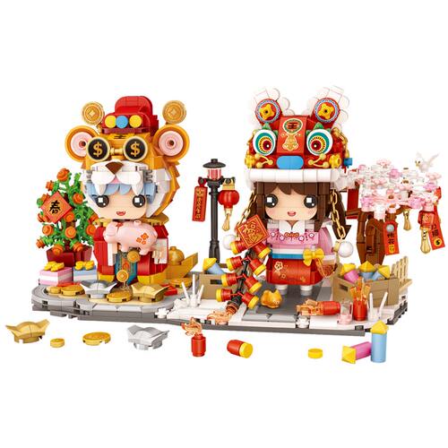 LOZ/俐智虎虎生威 贺岁虎年积木玩具 钱多多福满满春节方头仔益智