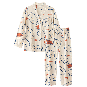 带胸垫月子服夏季薄款产后孕妇哺乳睡衣春秋季纯棉产妇9月份8秋冬