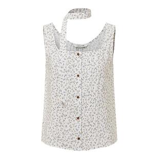 loeuvre25夏MEOVV-GAWON同款无袖衬衫女法式复古优雅碎花SW5XB742