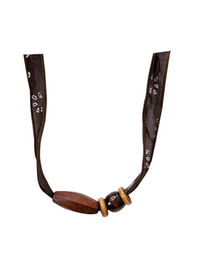 民族风咖色腰果珠子丝巾项链女