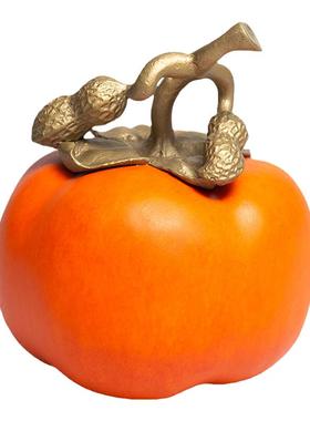 黄铜好事发生柿柿如意摆件礼品