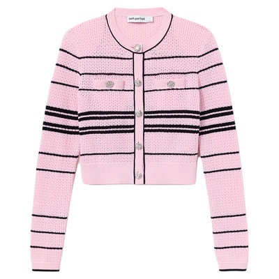 [Jisoo智秀同款]self-portrait2026春夏新款条纹针织开衫外套