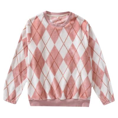 加厚法兰绒菱形格子家居上衣