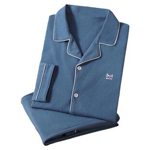 猫人男士大码睡衣男100%纯棉2026新款外穿长袖家居服套装男款宽松