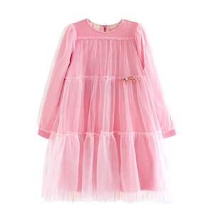 ILOVEJ童装女童冬款礼服粉色网纱连衣裙儿童洋气公主裙/JWWOP08