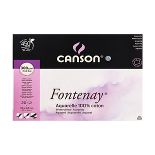 包邮康颂Fonteney枫丹叶水彩本全棉四面封胶300g20页中粗纹路精品美术专业水水粉水彩白色水彩本