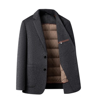 双面羊绒大衣男士常规西装领羽绒服内胆男装西服冬季新款毛呢外套