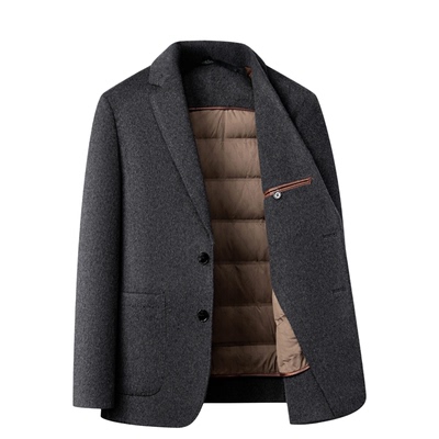 羽绒内胆西装外套男双面羊绒大衣