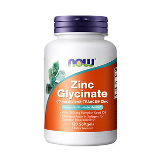 NOW甘氨酸锌glycinate螯合锌zinc活性男女士南瓜籽油养发诺奥