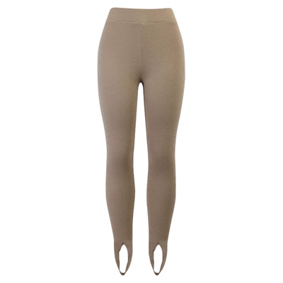 纯色针织坑条紧身踩脚裤