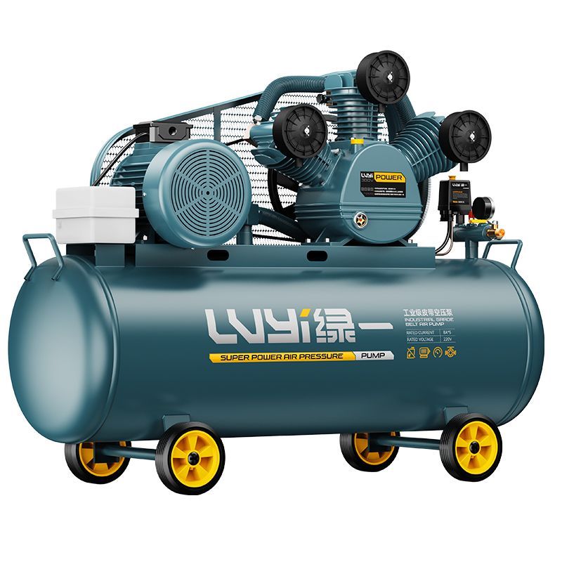 绿一皮带空压机工业级380V大型高压打气泵汽修喷漆空气压缩机220V