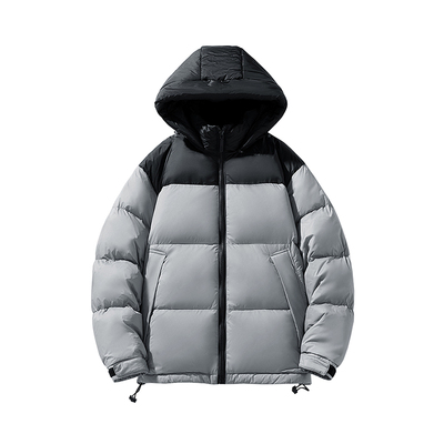 拼色羽绒服连帽保暖外套男加肥加大码潮胖子宽松冬装防寒2025新款