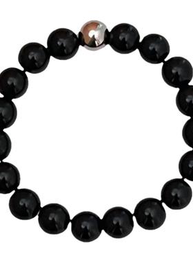 网红同款黑色串珠手链弹力绳手串