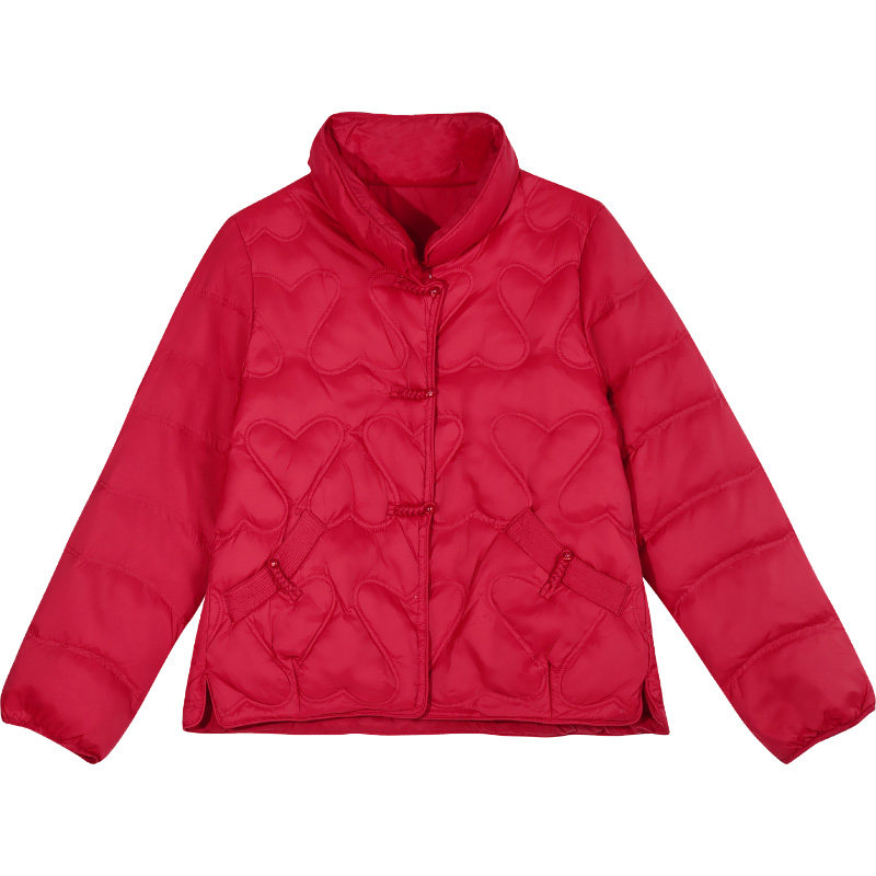 新中式羽绒棉服女冬季红色外套