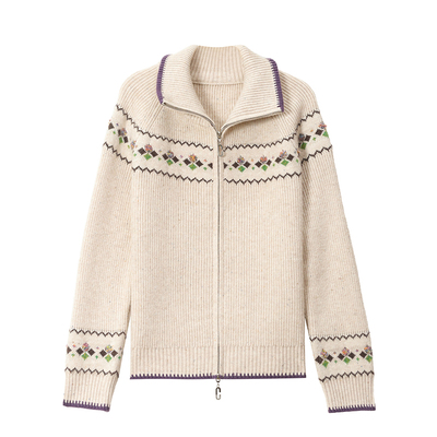 恒源祥纯羊毛衫女针织衫毛衣外套