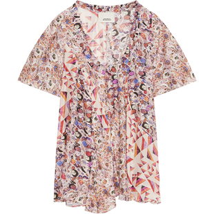 ISABEL MARANT LAMALIA圆领短袖褶皱飘逸感上衣女