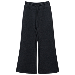 一三良品小个子 灰色加厚高腰抽绳休闲裤女冬韩系修身垂感卫裤